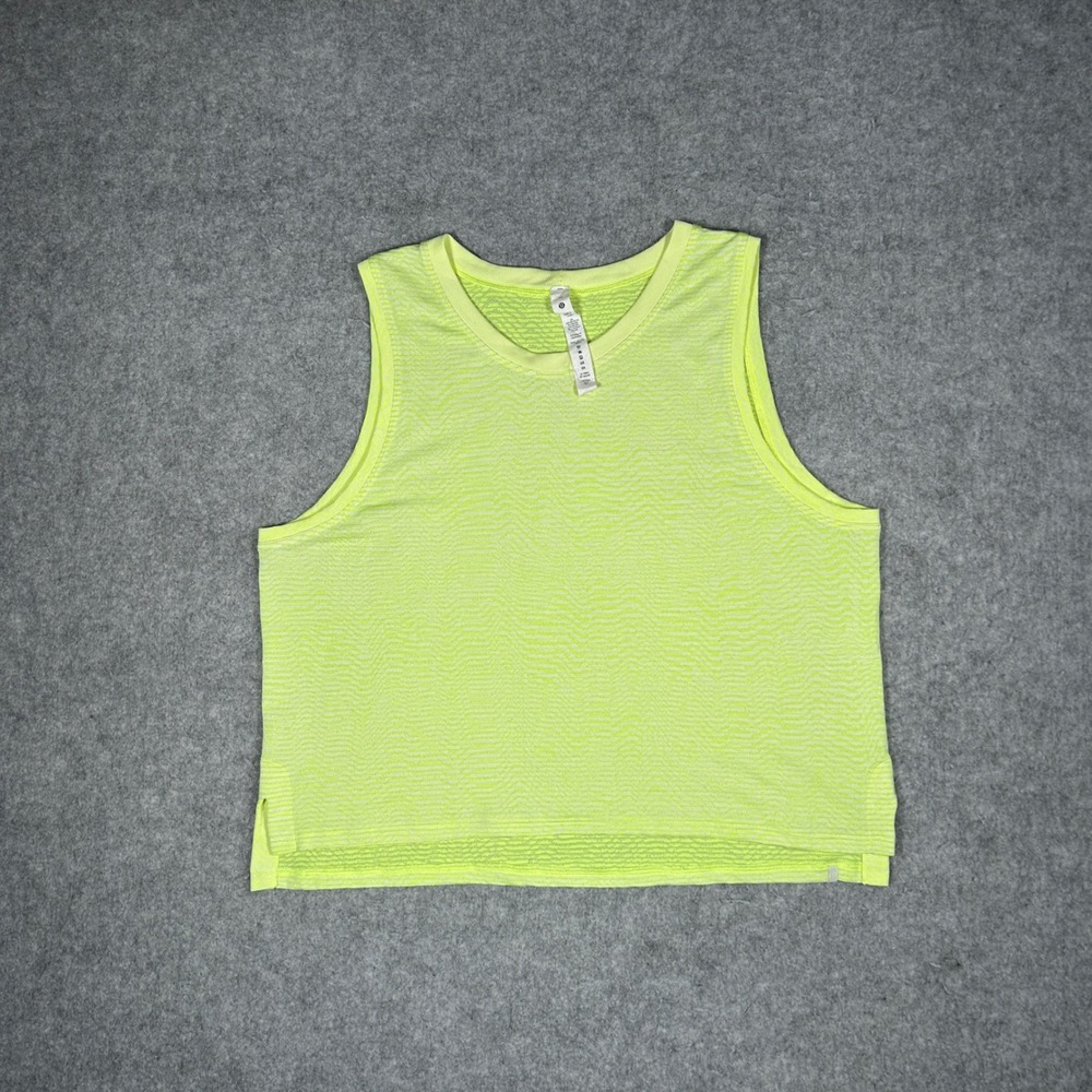 Lululemon Train to be Tank Top Women 10 Yellow Swiftly Relaxed Crop Athletic Gym